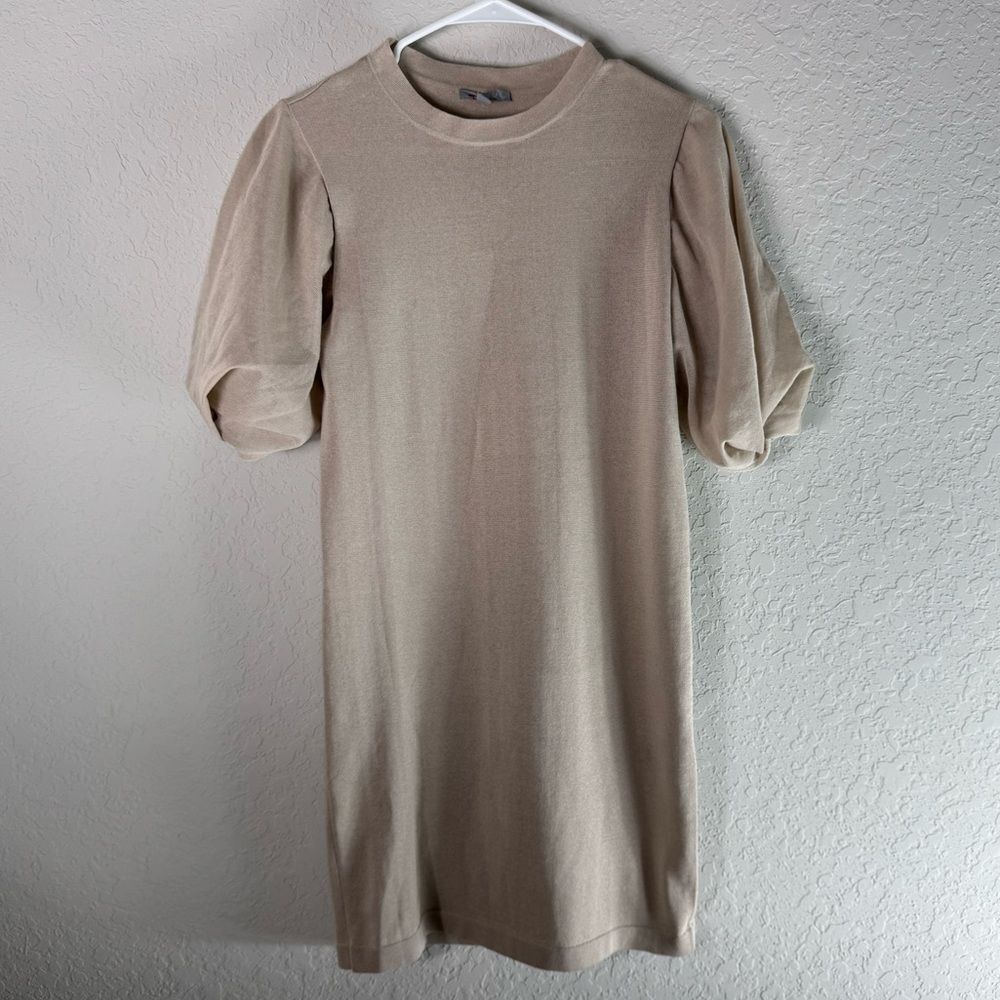 COS Cream Knitted Sheer Dress Puff Sleeves Size EUR XS - Picture 3 of 10
